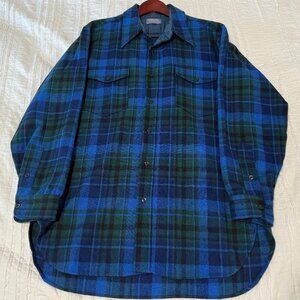 Pendleton Mens 100% Virgin Wool Flannel Button Up Shirt Plaid